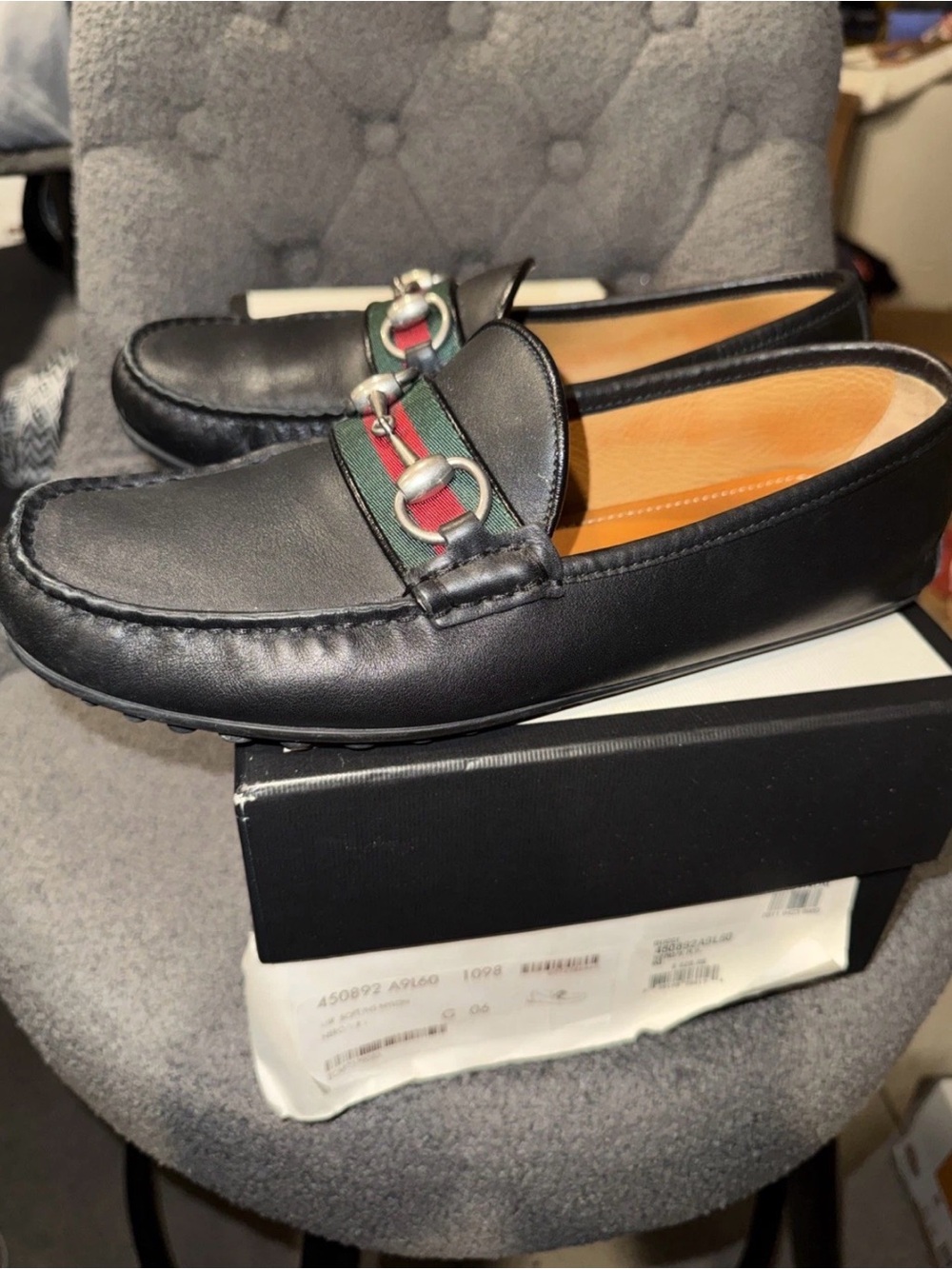 Gucci Loafer 'Web Leather' 450892-A9L60 Size 7 US